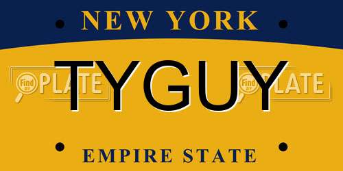 TYGUY New York License Plate