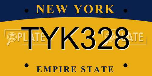 TYK328 New York License Plate