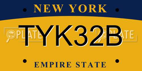 TYK32B New York License Plate