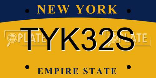TYK32S New York License Plate