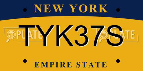 TYK37S New York License Plate
