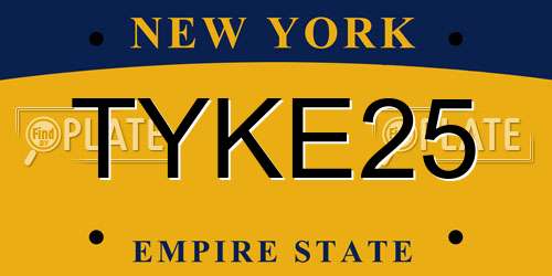 TYKE25 New York License Plate
