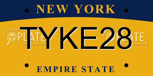 TYKE28 New York License Plate