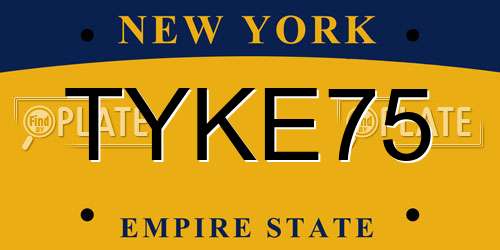 TYKE75 New York License Plate