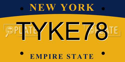 TYKE78 New York License Plate