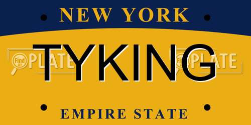 TYKING New York License Plate