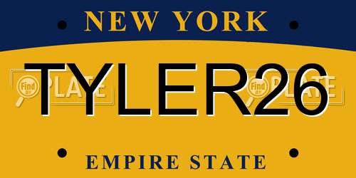 TYLER26 New York License Plate