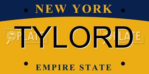 TYLORD New York License Plate