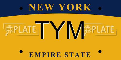 TYM New York License Plate
