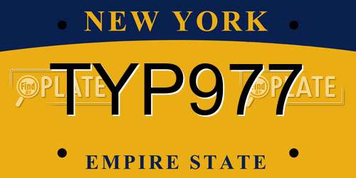 TYP977 New York License Plate