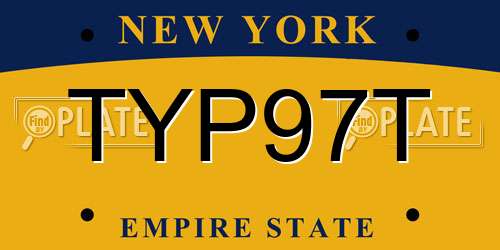 TYP97T New York License Plate
