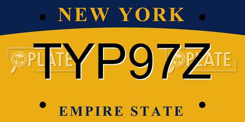 TYP97Z New York License Plate