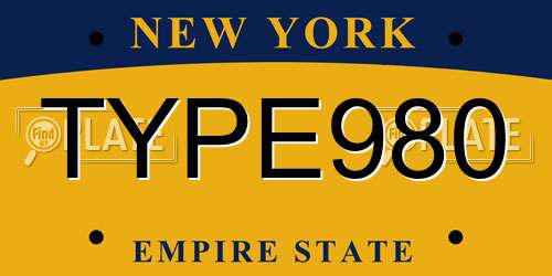 TYPE980 New York License Plate