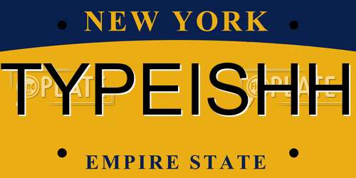 TYPEISHH New York License Plate