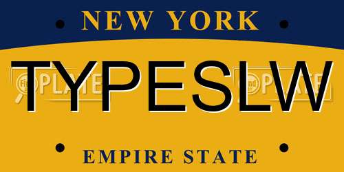 TYPESLW New York License Plate