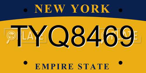 TYQ8469 New York License Plate