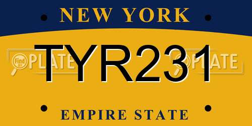 TYR231 New York License Plate