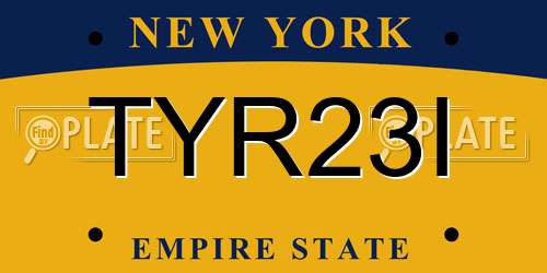 TYR23I New York License Plate