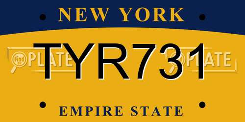 TYR731 New York License Plate