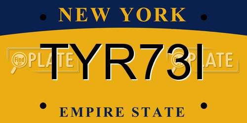 TYR73I New York License Plate
