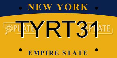 TYRT31 New York License Plate