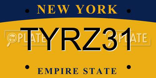 TYRZ31 New York License Plate