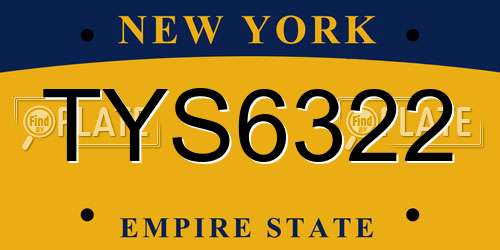 TYS6322 New York License Plate