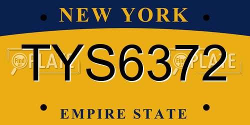 TYS6372 New York License Plate