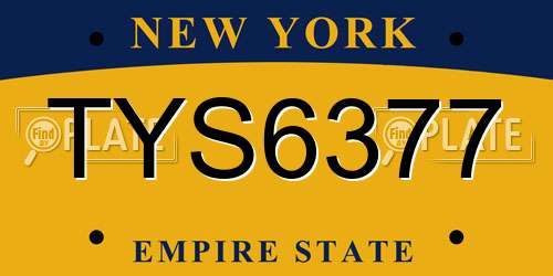 TYS6377 New York License Plate