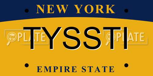 TYSSTI New York License Plate