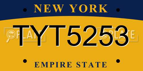 TYT5253 New York License Plate