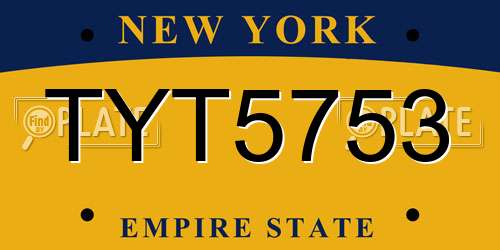 TYT5753 New York License Plate