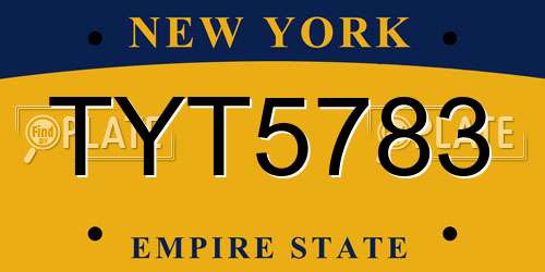 TYT5783 New York License Plate