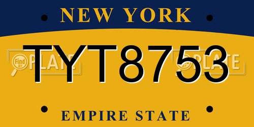 TYT8753 New York License Plate