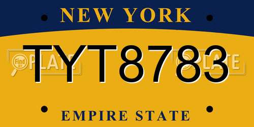 TYT8783 New York License Plate