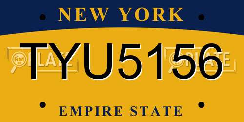 TYU5156 New York License Plate