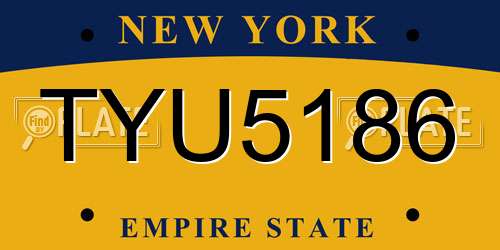 TYU5186 New York License Plate