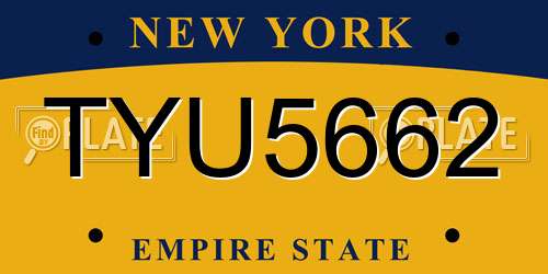 TYU5662 New York License Plate