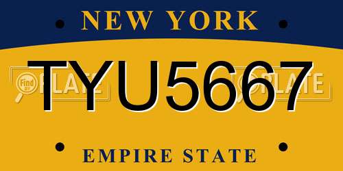 TYU5667 New York License Plate