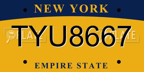 TYU8667 New York License Plate