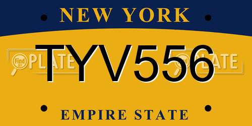 TYV556 New York License Plate