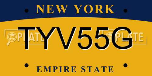 TYV55G New York License Plate