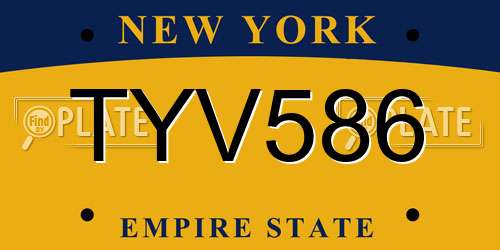 TYV586 New York License Plate