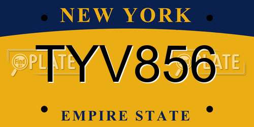 TYV856 New York License Plate