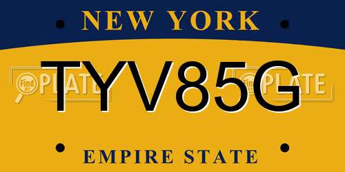 TYV85G New York License Plate