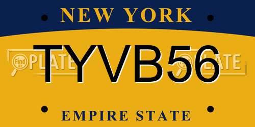 TYVB56 New York License Plate