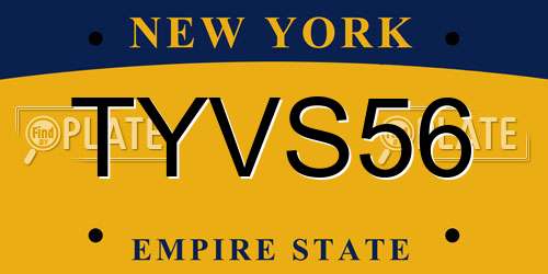 TYVS56 New York License Plate