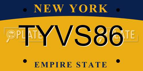 TYVS86 New York License Plate