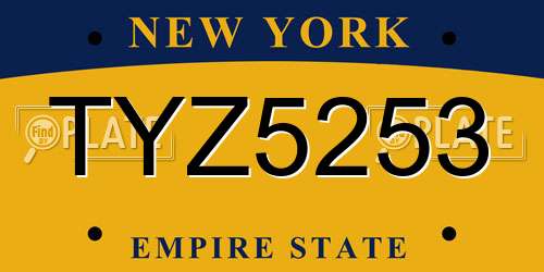 TYZ5253 New York License Plate