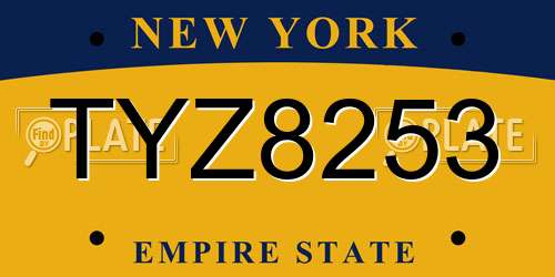 TYZ8253 New York License Plate